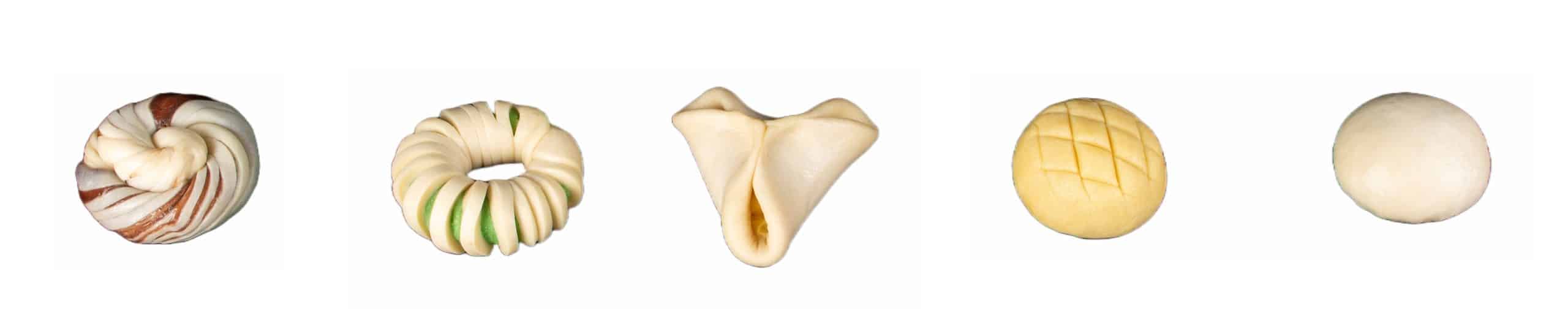 bean chamber bun, flower coconut bun, cheese salted corn bun, polo bun, mexican bun